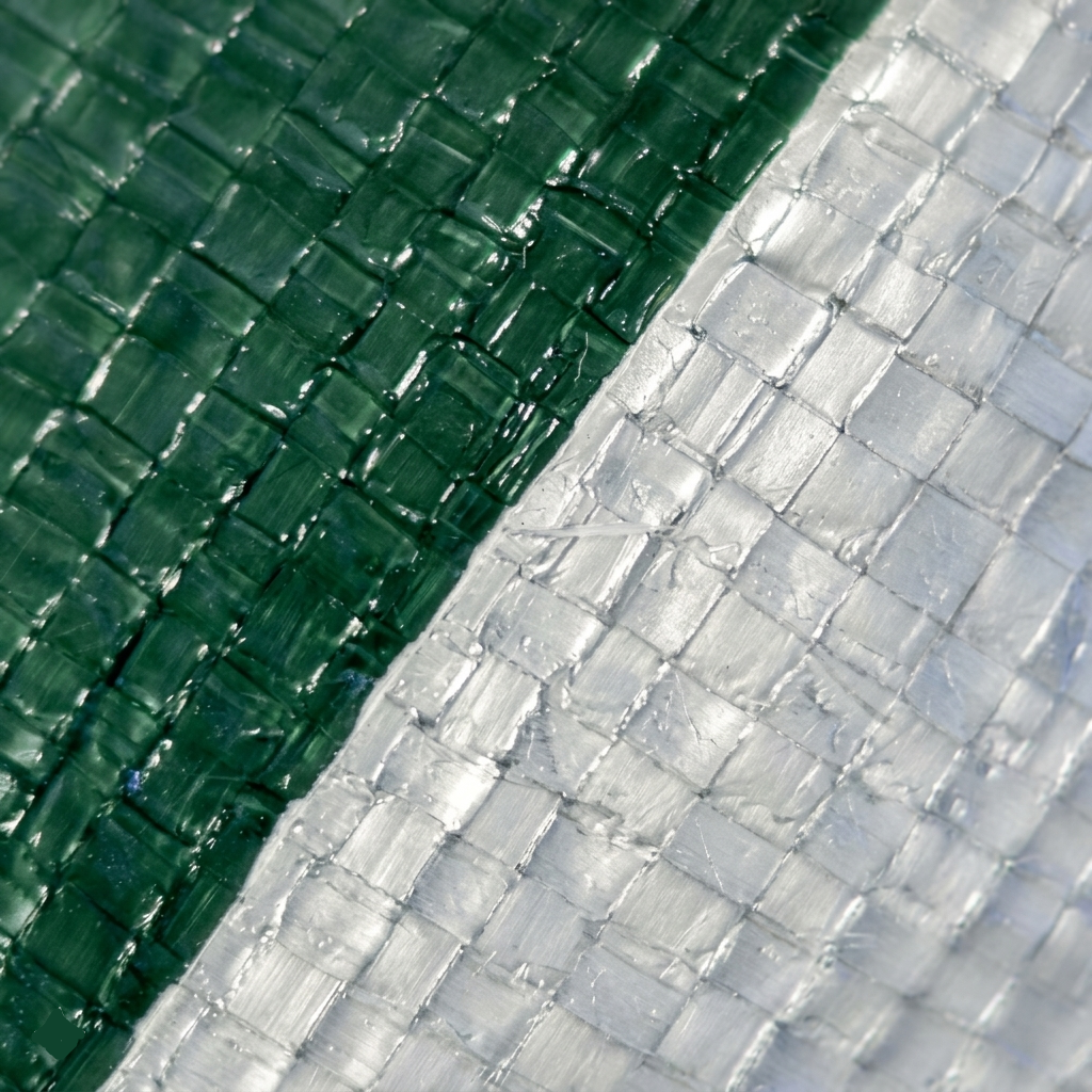 140gsm waterproof tarpaulin in green and silver for sheltering and protective coverage