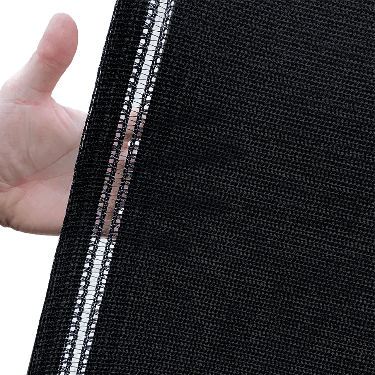 Close-up of 170gsm privacy netting roll ready for installation on fences or terraces