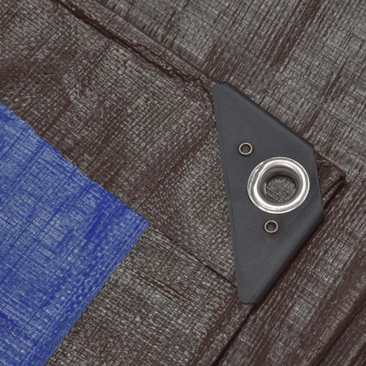 185gsm heavy tarpaulin roll in brown/blue for covering goods and equipment.