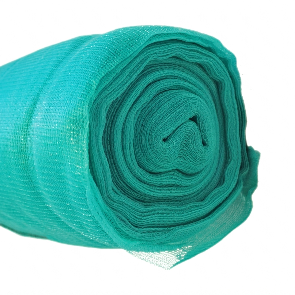 50gsm fine mesh green debris netting for temporary protective barriers on worksites.