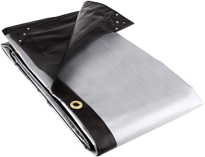 270gsm Black & Silver Tarpaulin - UV Protected & Shrinkproof