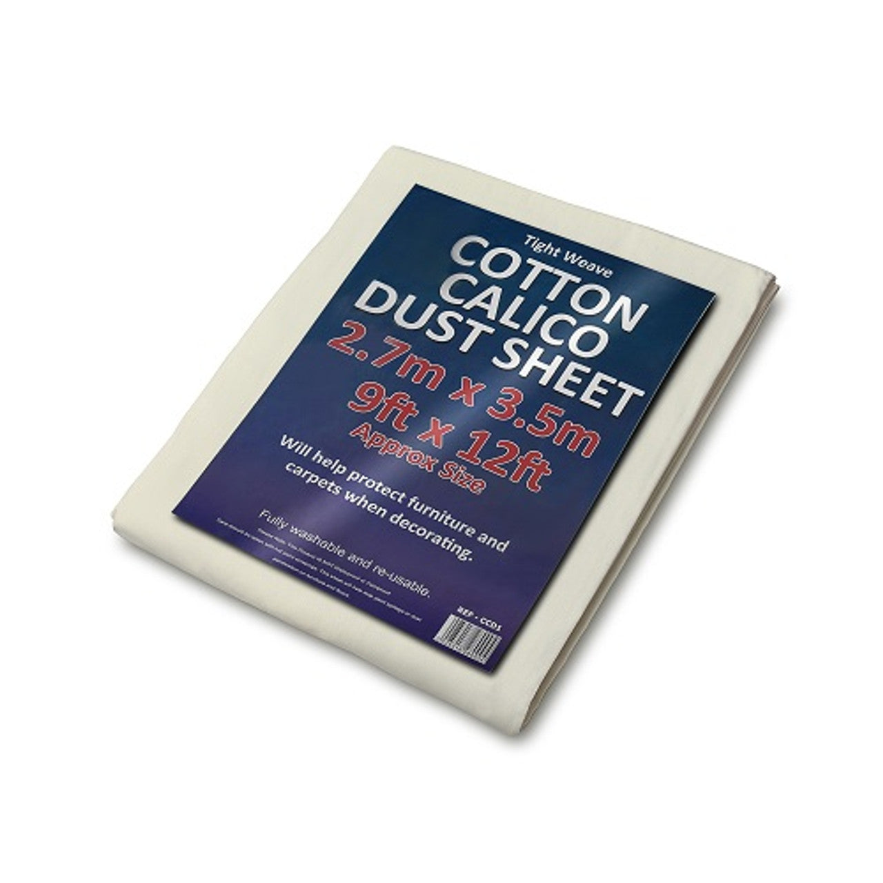 Lightweight cotton calico dust sheet ideal for covering floors, furniture, or equipment.