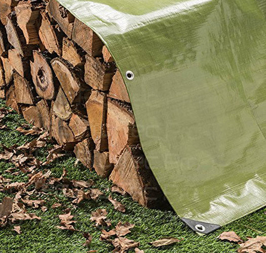 270GSM Tarpaulin Extra Heavy Duty Builders Waterproof Ground Sheet Cover Green & Silver