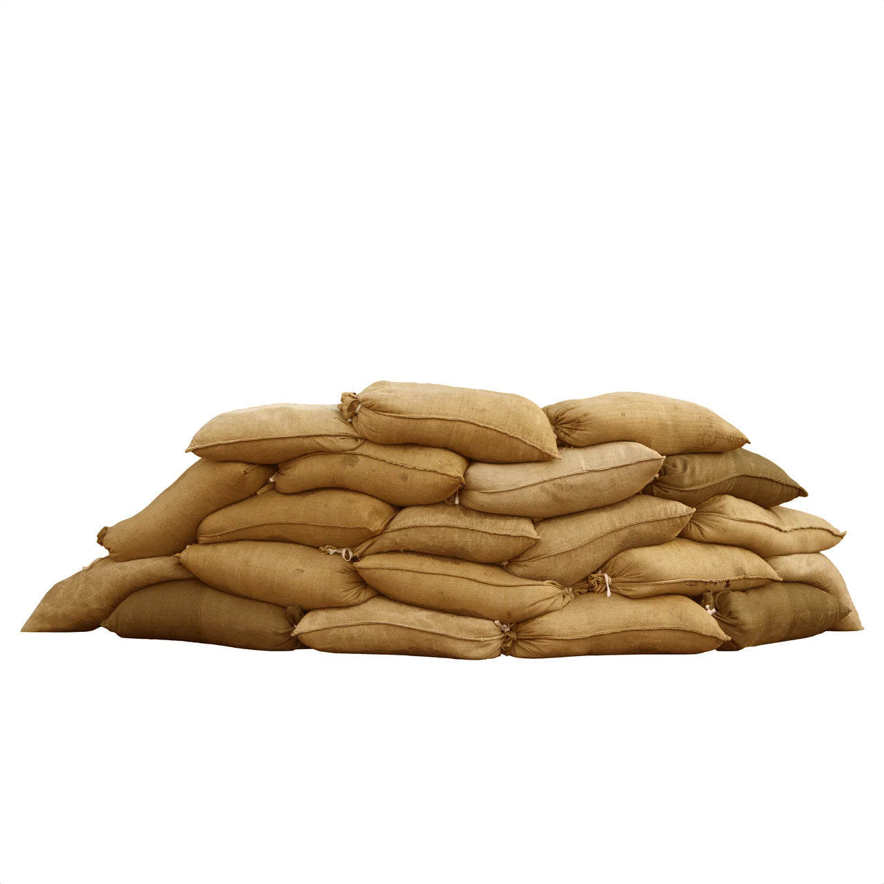 Close-up of heavy-duty sandbags used in construction and outdoor safety.