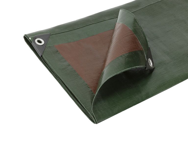 Heavy-Duty Waterproof Tarpaulin Cover in Green/Brown - 250 GSM